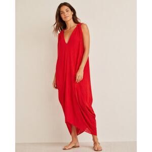 Hatch Amira Caftan Maternity Dress OS One Size Poppy Red